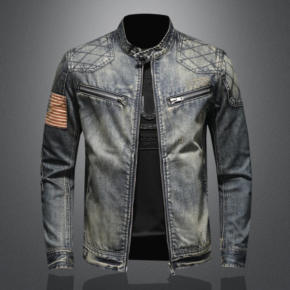 zipper denim jacket mens