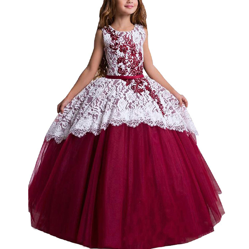 

Royal Blue Kids Ball Gown First Communion Girls Dress Formal Wedding Party Tulle Lace Primera Comunion Flower Girl Dresses Wine, Hunt green