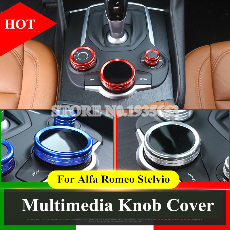 

For Alfa Romeo Stelvio Giulia Interior Car Door Speaker Frame Trim Cover 2017 3pcs Silver/Blue/Red