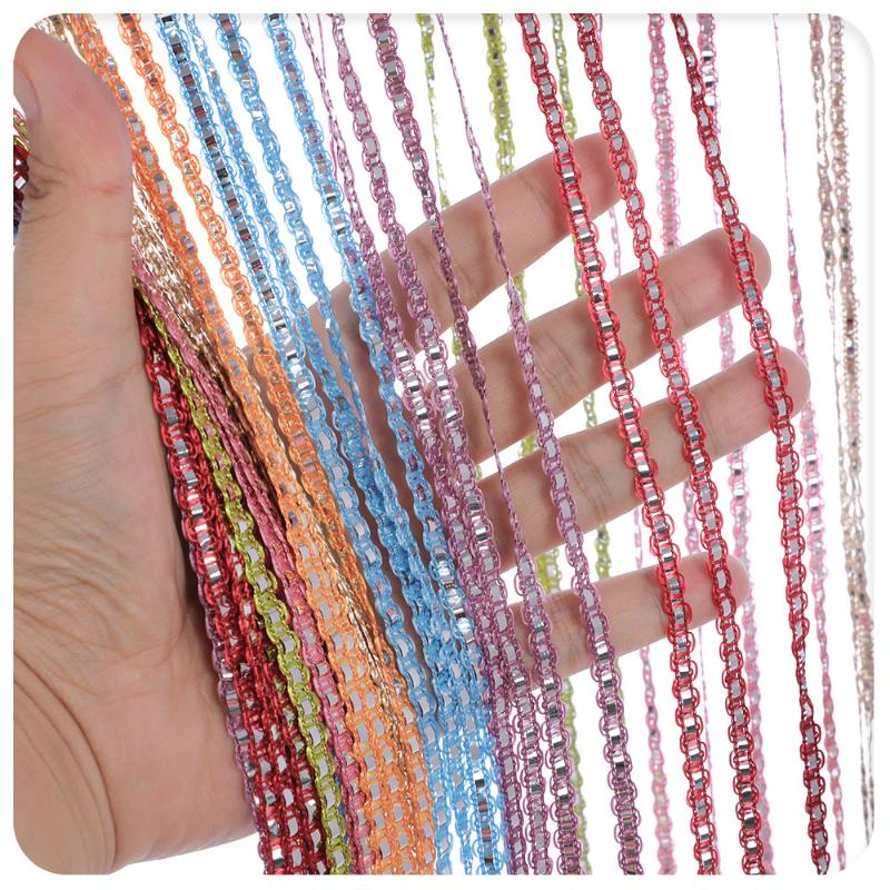

Multicolor Shiny Tassel Line Curtains Living Room String Curtain Door Divider Drape Living Room Decor Valance Home Decoration, Lake blue