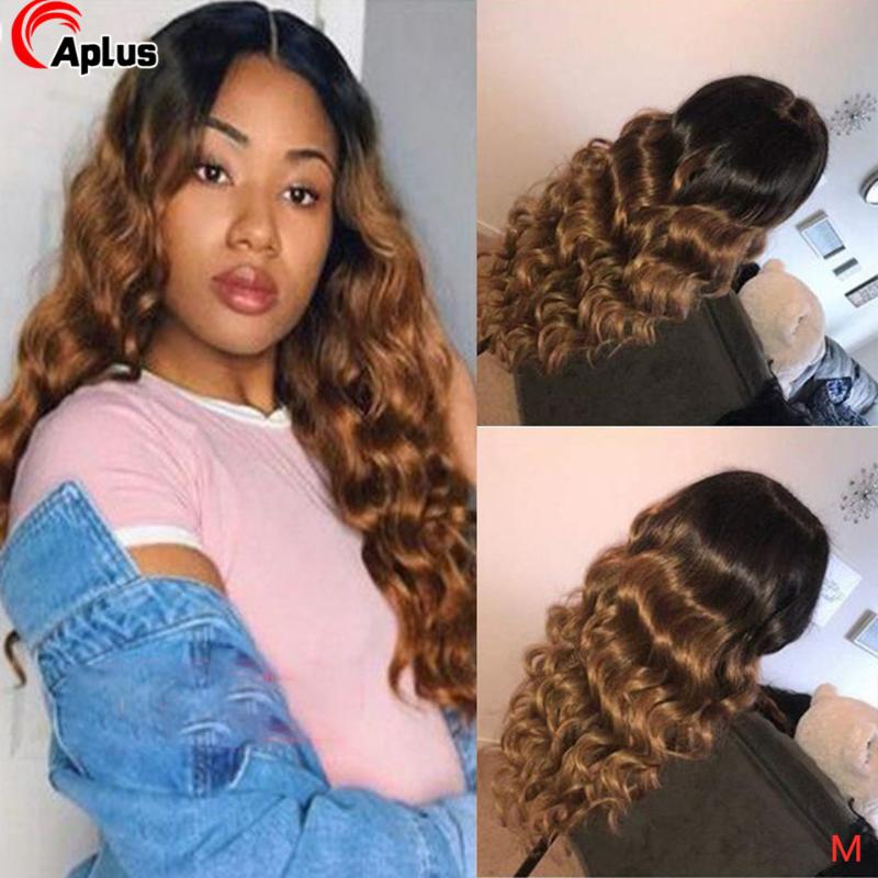 

Honey Blonde Ombre Lace Front Wigs 13x4 Loose Deep Wave Lace Front Wig Pre plucked Ombre Colored Human Hair Wigs 150%, As pic
