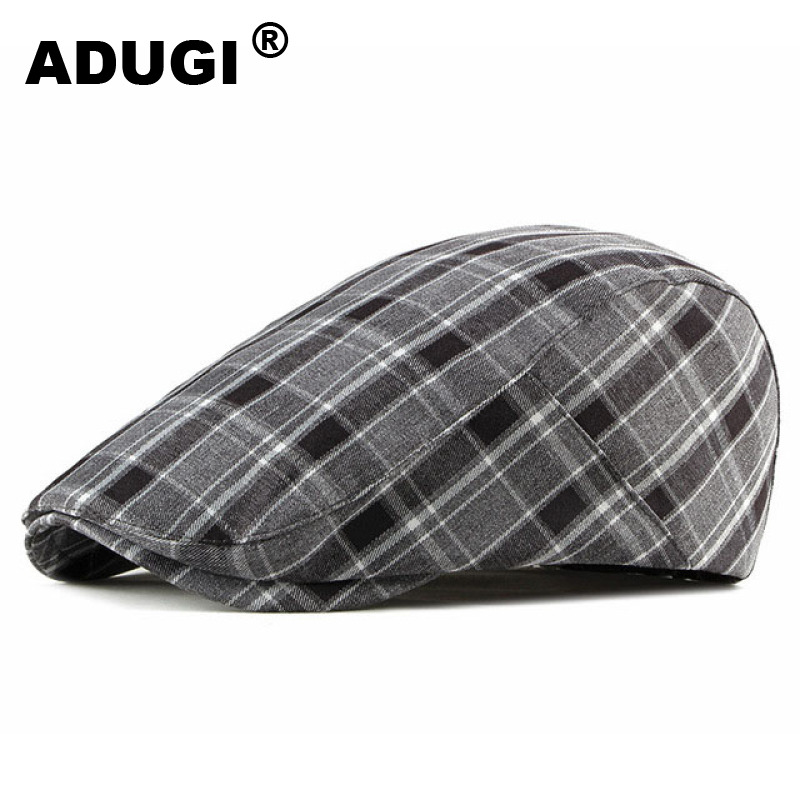 

Berets ADUGI Spring And Summer Peaked Cap Ladies Sunscreen Sun Hat British Check Plaid Beret Male Casual Forward Literary Tide, Dark grey