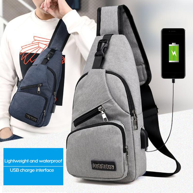 

Fashion fitness bag Casual Men Chest Bag USB Charge Large Capacity Adjustable Outdoor Crossbody, Black