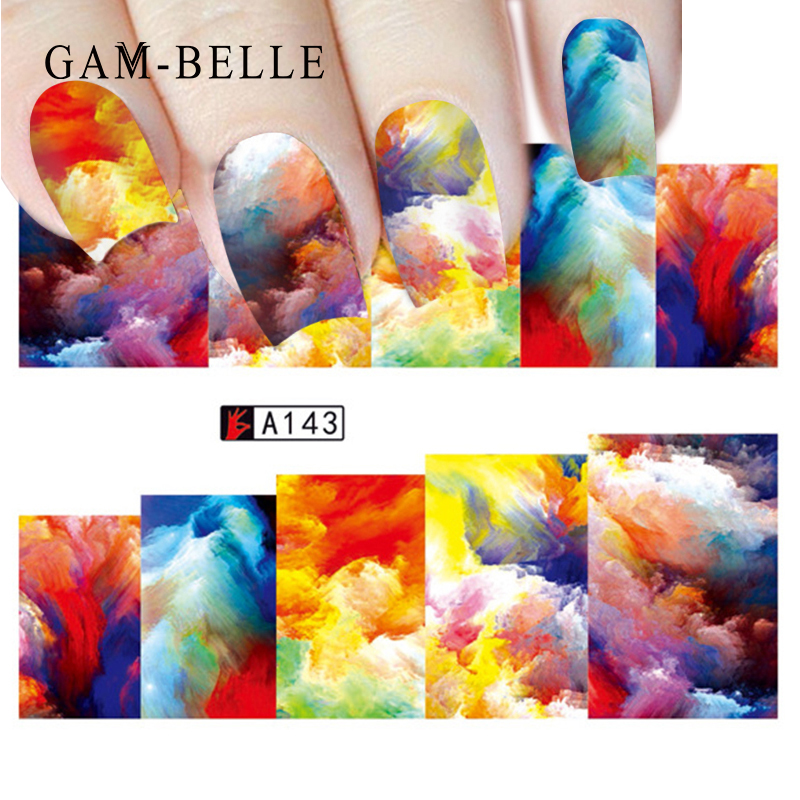 

GAM-BELLE 1 Sheet Optional Colorful Water Transfer Nail Sticker Rainbow Image Nail Art Decorations Decals, A140