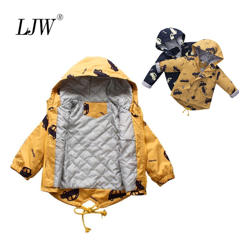 

Children's cotton boys jacket Thick winter children's clothing printed car jacket cartoon hooded jacket zipper Baby boy clothes, Navy blue