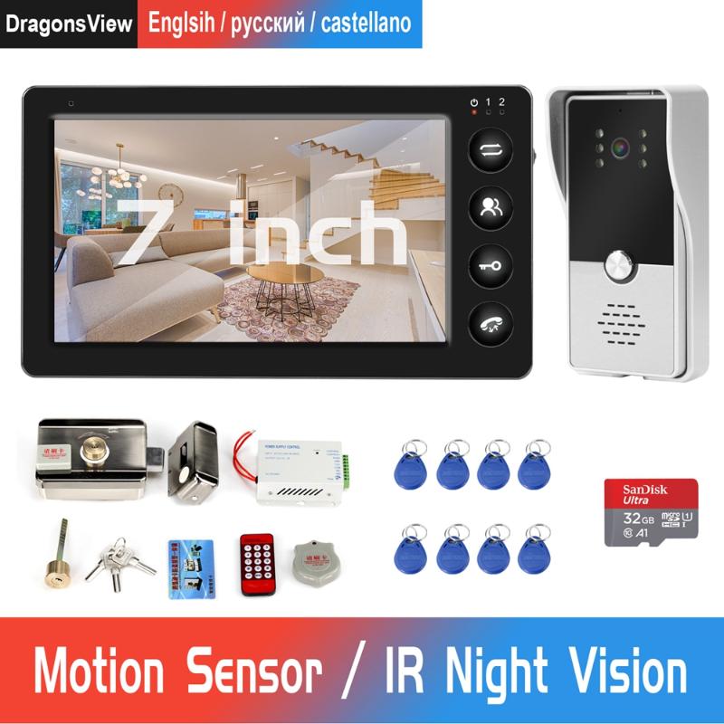 

Video Door Phone Wired Door Intercom And Electronic RFID Lock With Motion Detection Record for Home Video doorbell System