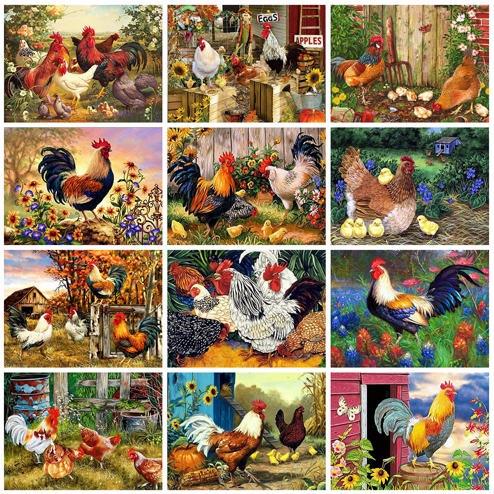 

Evershine Diamond Painting Chicken Full Square Diamond Embroidery Animals Cross Stitch Kit Mosaic Rhinestone Art Home Decor
