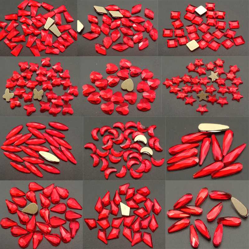 

20pcs Super Glitter Various Shape Nail Art Rhinestones Red Diamonds For Nails Design