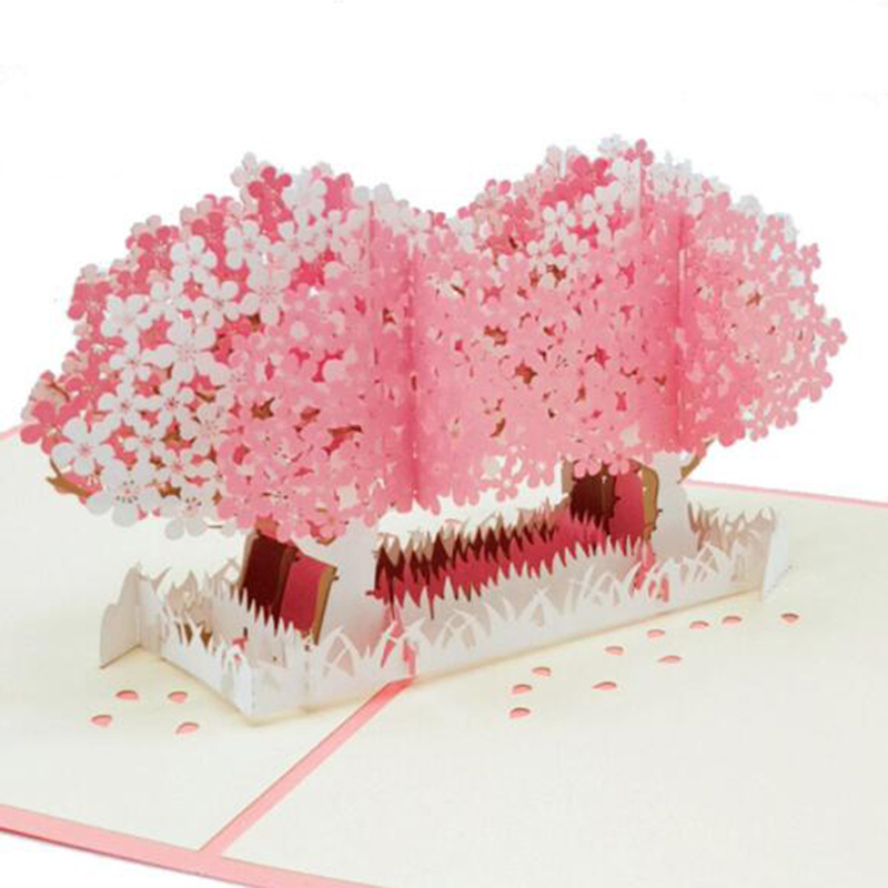 

Cherry Tree 3D UP Card Wedding Invitations Cards Valentine's Day Anniversary Greeting Handmade Card Greeting Postcard Gifts
