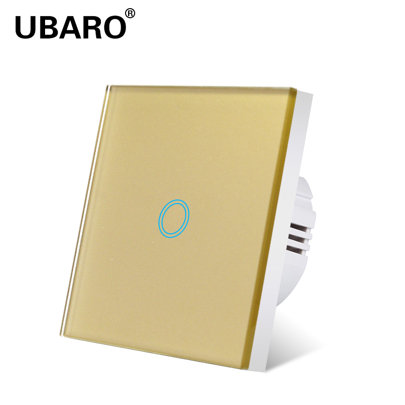 

UBARO Crystal Glass Switch Touch Sensor Power Wall Gold Standard-Shallow AC 220 Wall Touch Switch