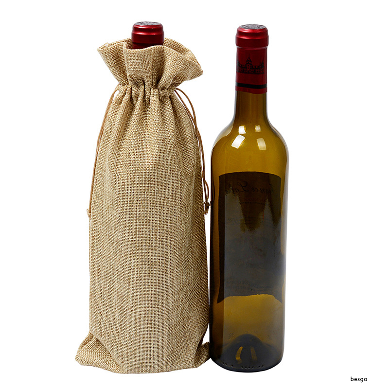 

Jute Durable Wine Bags Red Wine Bottle Glass Bag Wine Packaging Gift Bags Reusable Drawstring Travel Gifts Pouch Weddings Decorate CY BH2505