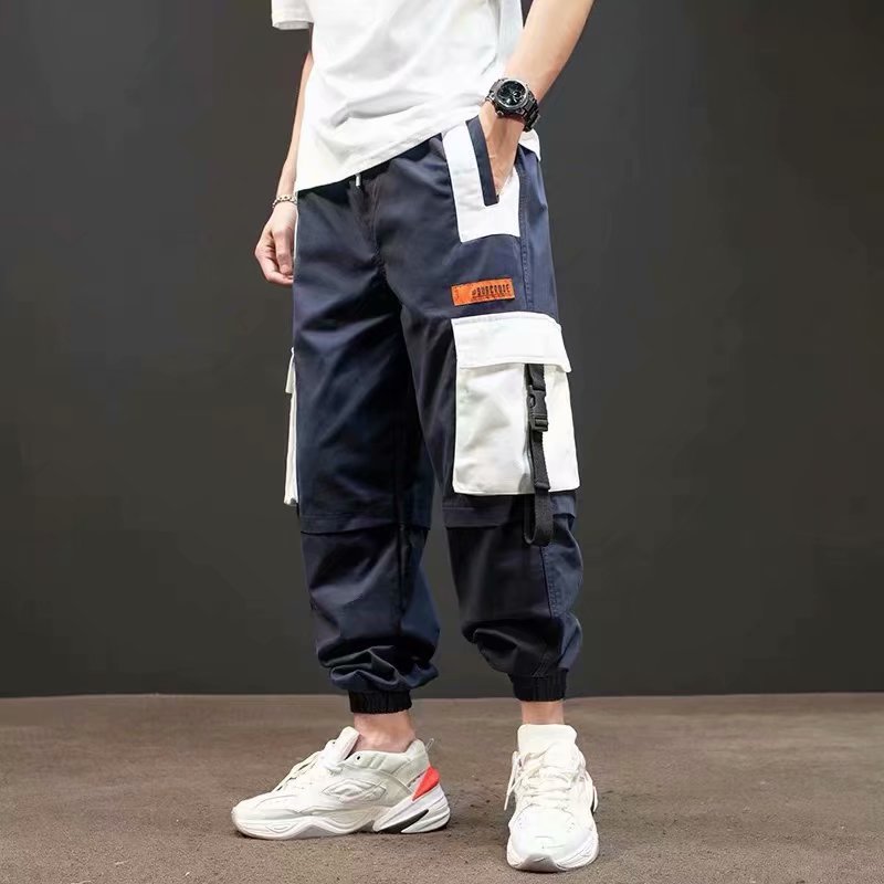 

2020 Jogging Casual Pants Mens Hip Hop Fashion Harajuku Track Cargo Pants Street attire Sweatpants Loose Trousers Men, Dark blue