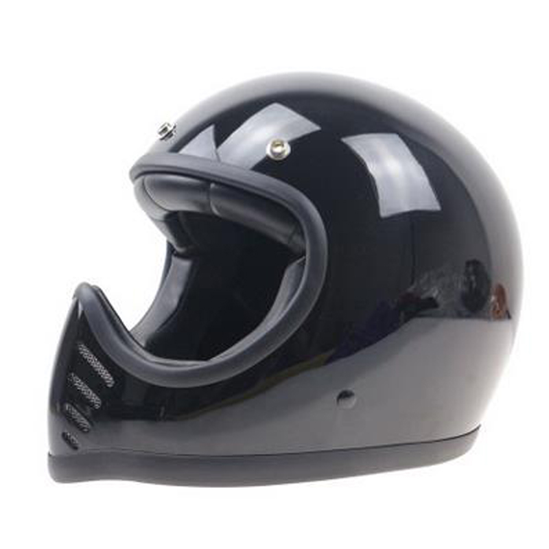 

THH serials Fiber glass Full Face motorcycle helmet Retro motorcycle helmet DD ring buckle Leather cover, Glossy black