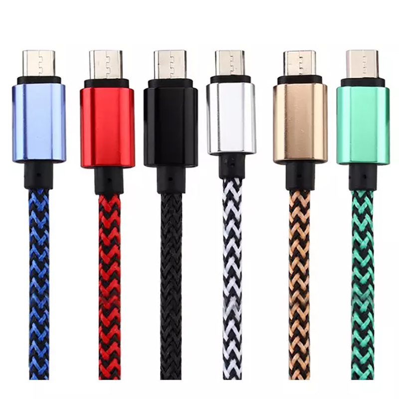 

USB Type C Cables Nylon Braided V8 Micro USB Data Line Sync Charger Cable Cord Weave Rope Cable Data Line For Smartphone Samsung, Mix color