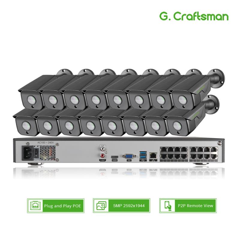 

XMeye 16CH Security System Kits SONY 5MP Face Detection POE IP Camera 335 Audio Waterproof CCTV Video Surveillance Outdoor Grey