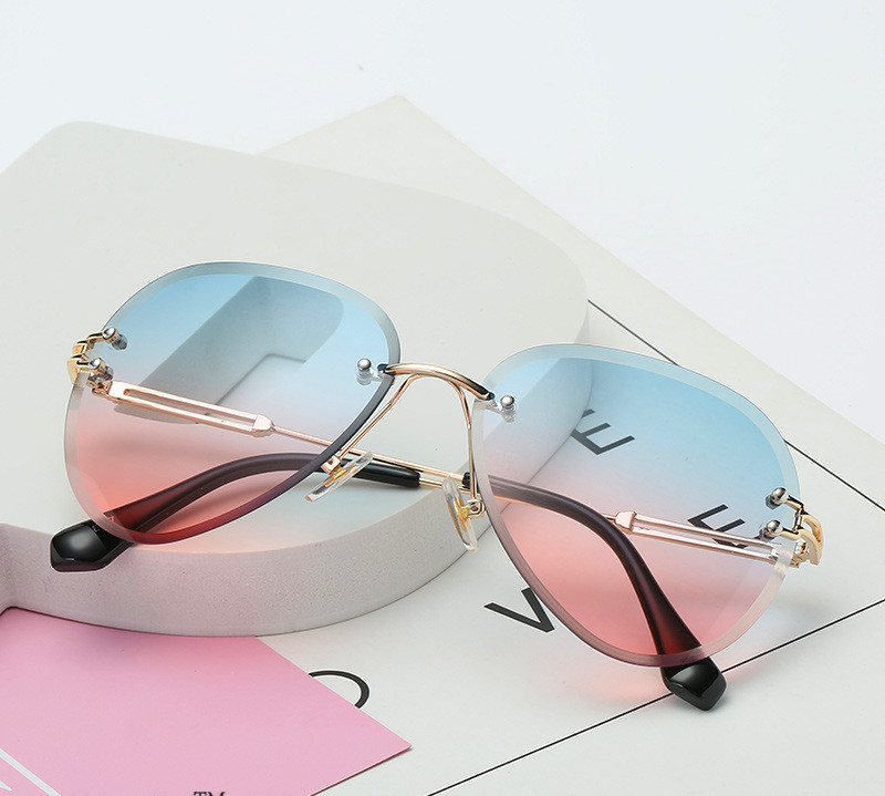 

Trimming Sunglasses frameless gradient ocean retro circular toad glasses metal glasses for Men and Women UV 400 Sunglasses 8837
