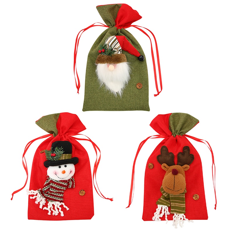 

Christmas Candy Bag Canvas Gift Bags Santa Deer Elk New Year Xmas Gifts For Kids Event Party Christmas Decorations