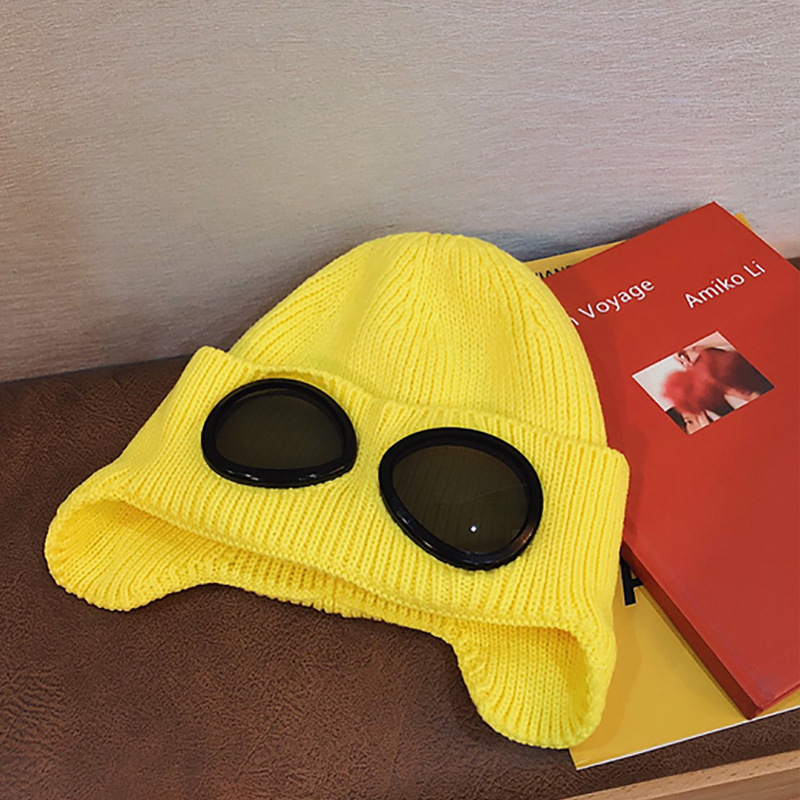

Men winter knitted hat Street glasses Multicolor knitted hat women wild plus velvet ear protection wool, 03
