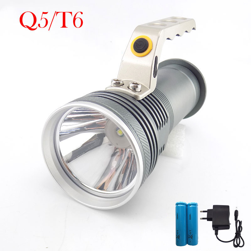 

Powerful Searchlight Q5/T6 LED For Hiking Camping Waterproof Lantern Lights Torch Lamp Rechargeable 18650 Battery