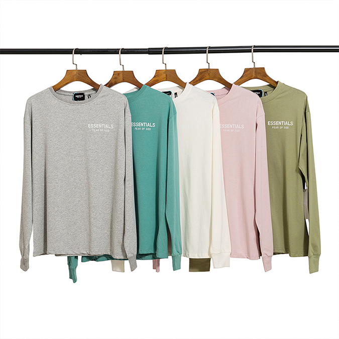 

ESSENTIALS Long Sleeves Flowers T-shirts Streetwear Of God Floral Print Men's Fog Co Fashion Sweatshirts Fear Woman Loose Pullover Tops Naox, White;black