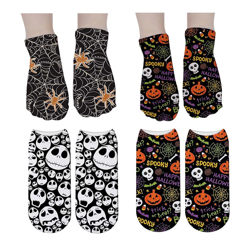 

SexeMara New Women 3D Printed Socks Funny Pumpkin Lantern Socks Bone Halloween Horror Scary Sox Cosplay Party Gift Short Sock, Style1