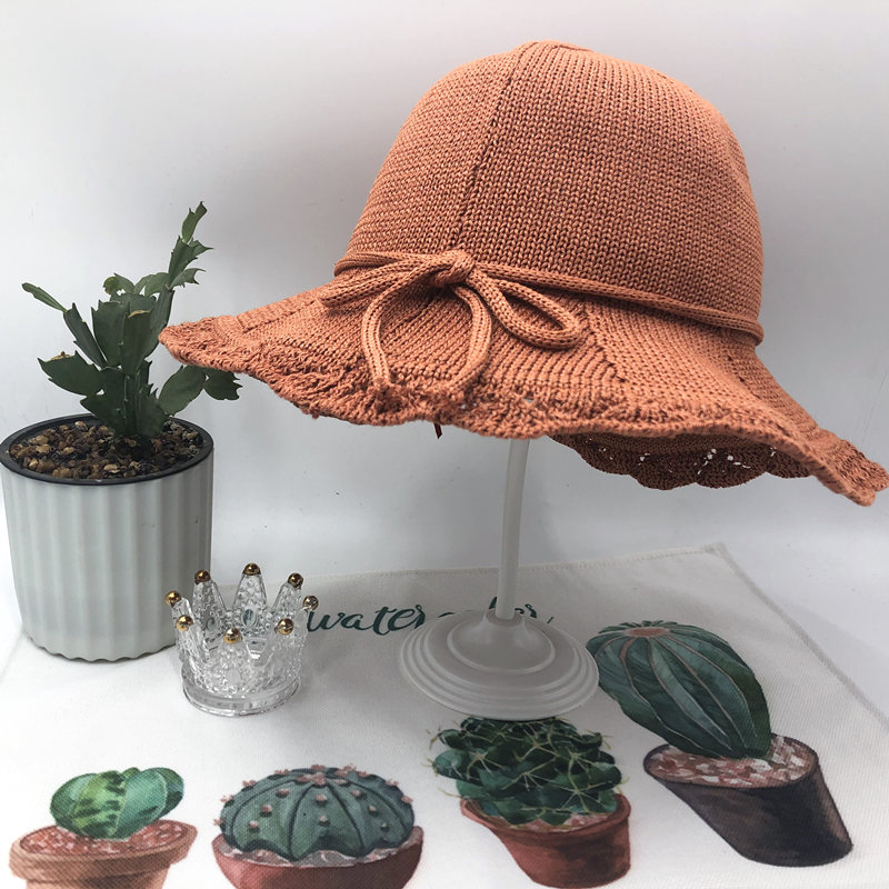 

2020 Bow summer hat women big wide brim Sun hat Beach foldable sun block UV protection panama bone, Pink