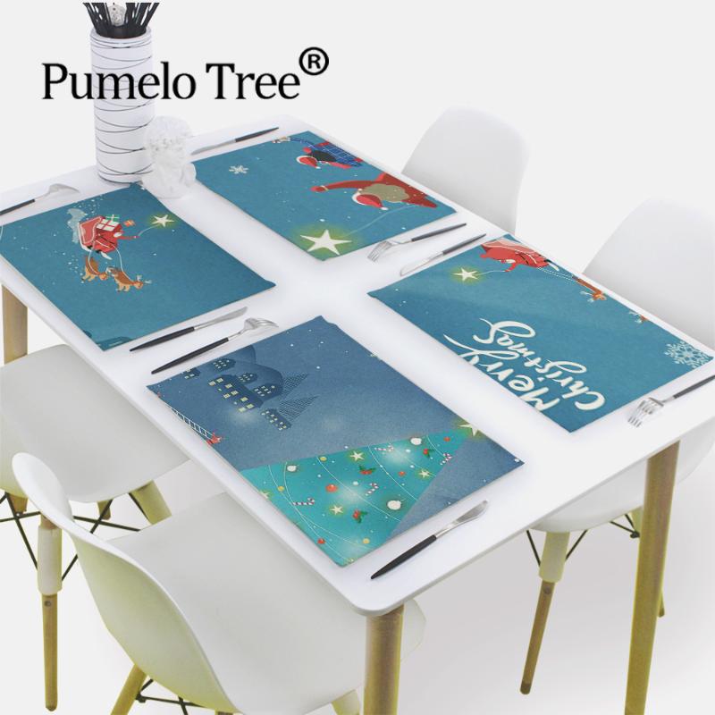 

Table Napkin Christmas Cartoon Santa Childlike Napkins For Wedding Party Cloth Noel Western Dinner Home Textile Placemat