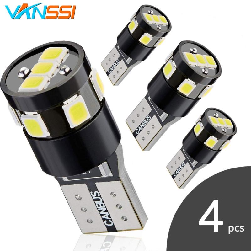 

4pcs T10 W5W 194 168 2825 9SMD 2835 LED Bulbs Canbus Free for Car Dome Map Door Courtesy License Plate Lights DC12V 6000k White, As pic