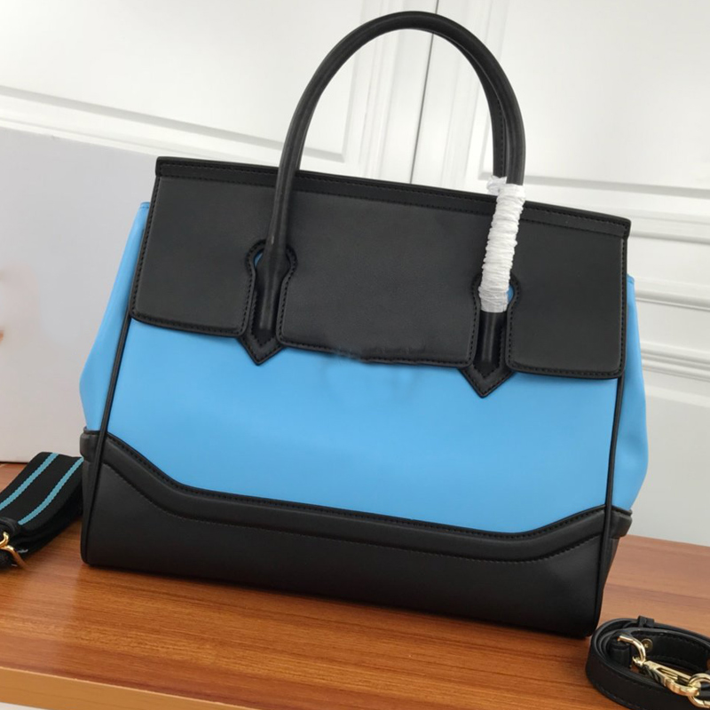 

Top Quality Real Leather Handbag Tote Bag Colorful Large Capacity Shopping Bags Ver Women Purses bags Striped Wide Strap Shoulder Bag Wallet, No bag