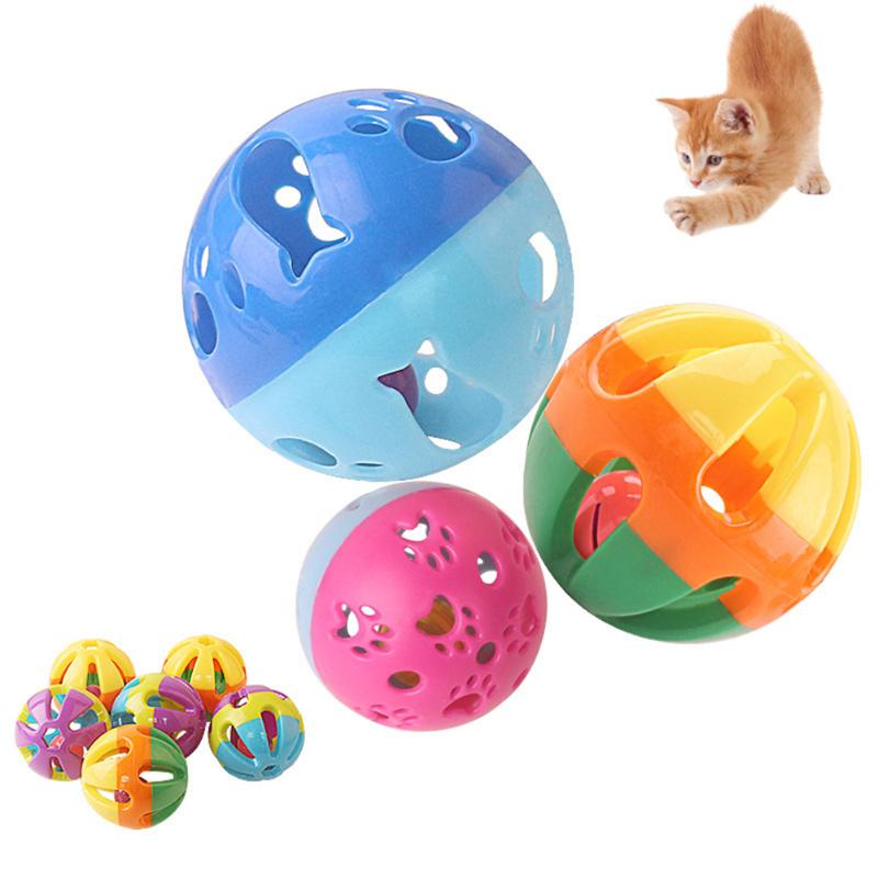 

Cat Teaser Toy Plastic Hollow Bell Ball Pet Interactive Scratching Toys Kitten Throw Catch Training Sounding Balls Funny Cat Toy