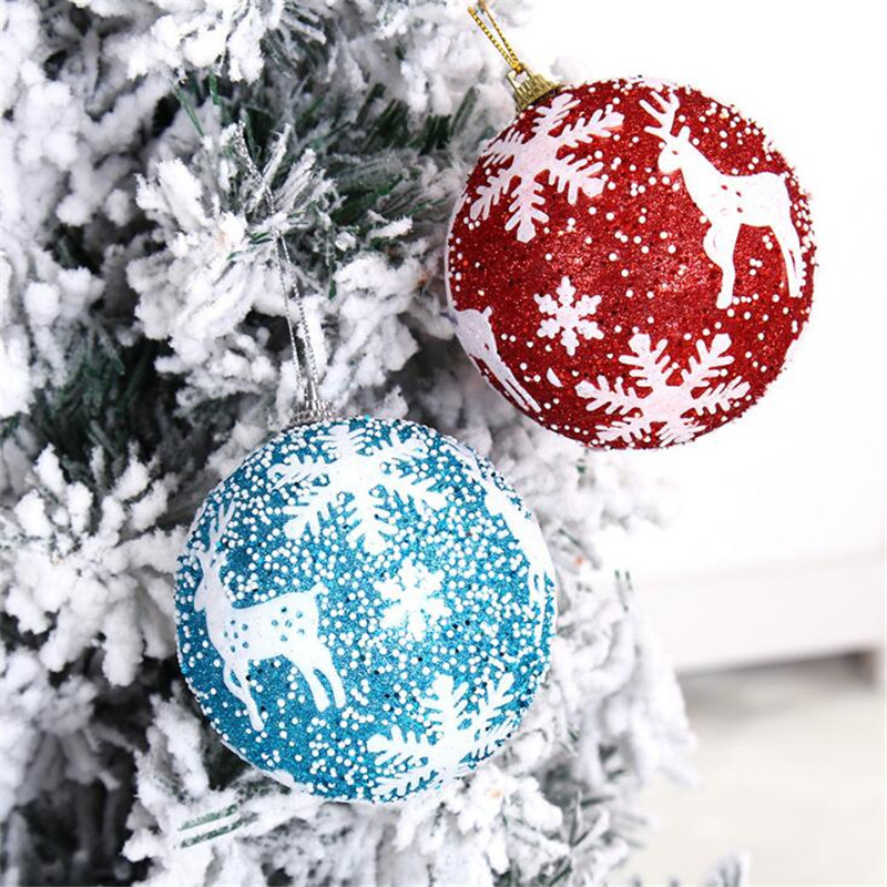 

1PC 8cm/10cm Foam Plating Handmade Christmas Balls Merry Christmas Tree Hanging Decorations Xmas Ornament Balls Party DIY Decor