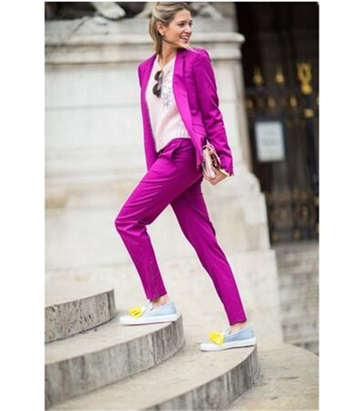 

Fashion Purple One Button 2 PCS Women Suit Business Pantsuits Office Formal Ladies Work Wear Blazer Outfit Pantsuit Custom Made, 007