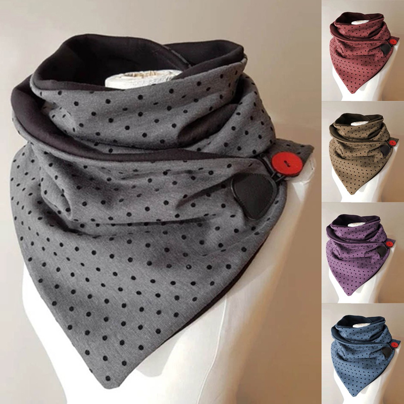 

Scarf Women Winter 2020 Fashion Women Soild Dot Printing Button Soft Wrap Casual Warm Scarves Shawls New designer cosplay scarf