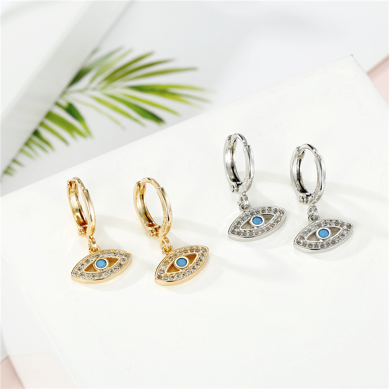 

1pair Small Hollow Turkish Evil Eye Rhinestone Earrings For Women Retro Minimalism Gold Eyes Dangle Hoop Earring Party Jewelry