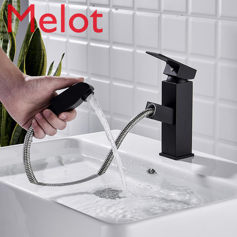 

Black/Antique/Chrome Sink Bathroom Faucet Copper Handles Basin Water Tap Deck Mounted Pull Out Single Hole Torneira Banheiro
