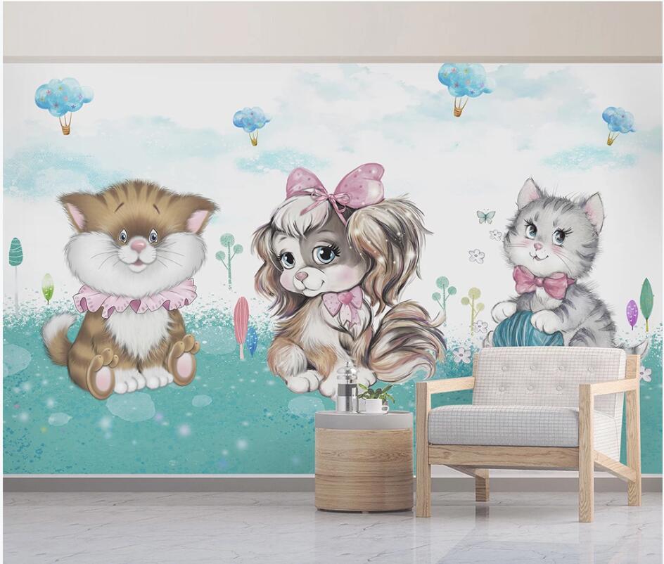 

custom mural 3d photo wallpaper Hand-painted large fresh cat children's room background home decor wall papers for walls 3 d, Non-woven