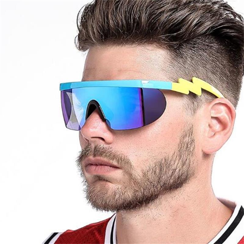 

Sport Sunglasses women Siamese 2020 Women Oversize Mask Shape Shield Visor Sunglasses Fashion Men Flat Top Windproof