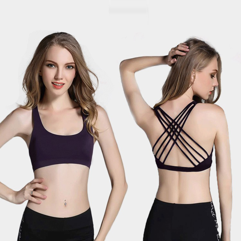

Back cross sports bra for women gym sexy yoga bras crop top deportivo mujer brassiere sport femme sexy workout tops fitness, Black