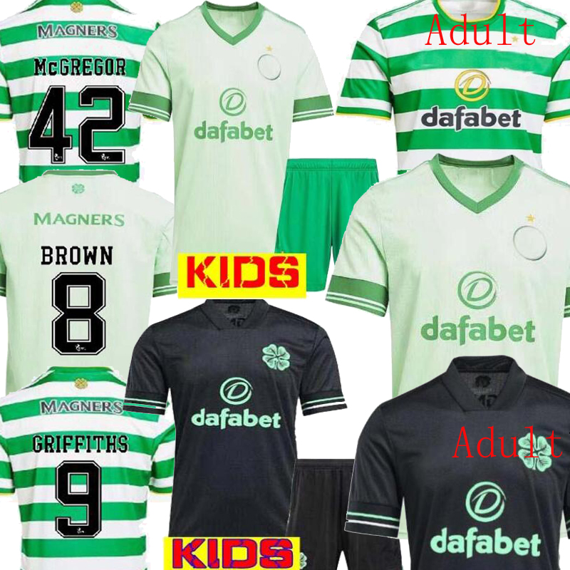 

2021 Adult Céltico FC Home Away black BROWN Mens kids kit Soccer Jerseys CHRISTIE GRIFFITHS celtique Kids MCGREGOR Football shirt 20 21, Kids kit away