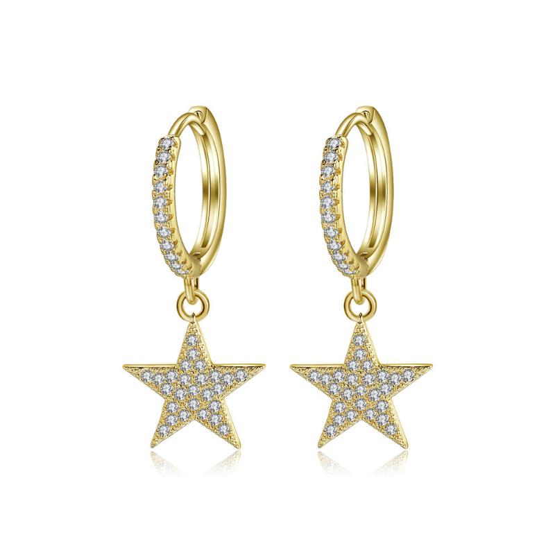 

Harong Stars Hoop Earring Copper Natural Zircon Crystal Earring Fashion Jewelry Wedding Party Cute Earrings Women Accessories