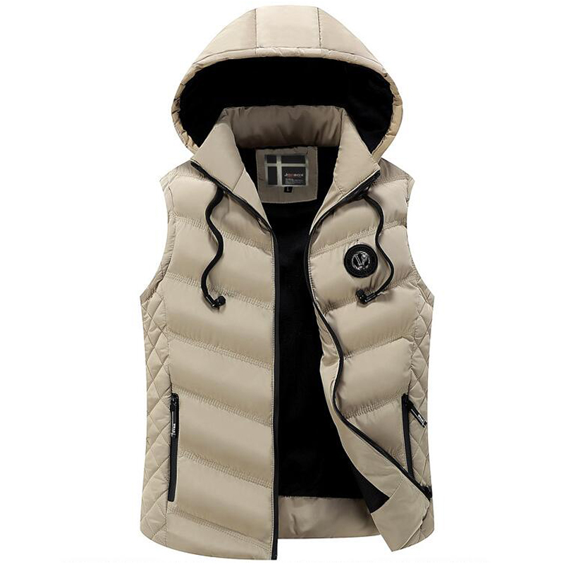 

coat men vest warm jacket casual autumn winter thick vest men's fashion removable cap vests male out coats men clothes ropa, Navy blue