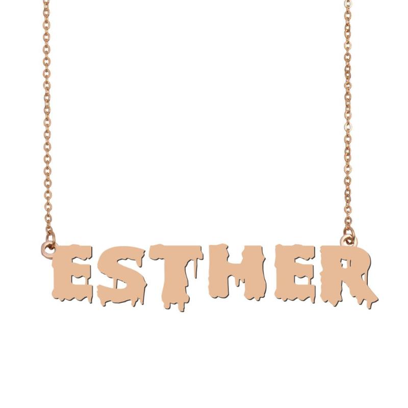 

Esther Name Necklace , Cool Bloody Art Name Necklace for Halloween and Santa's Day Jewelry Gift for Kids Boys Girls
