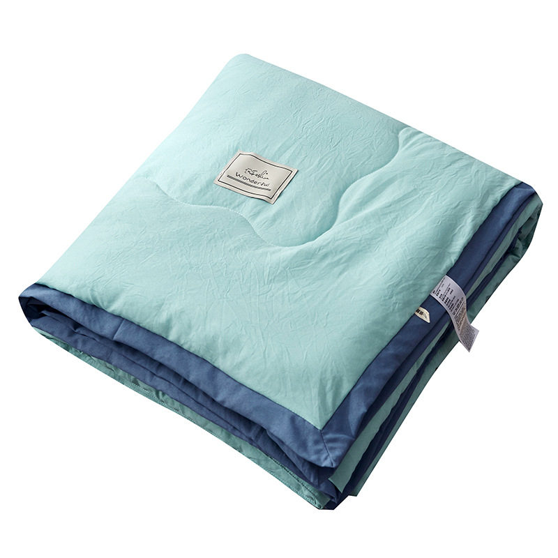 

Summer Washed Cotton Air-conditioning Quilt Soft Breathable Blanket Thin solid color Comforter Bed Cover 7 colors 200x230cm, 03