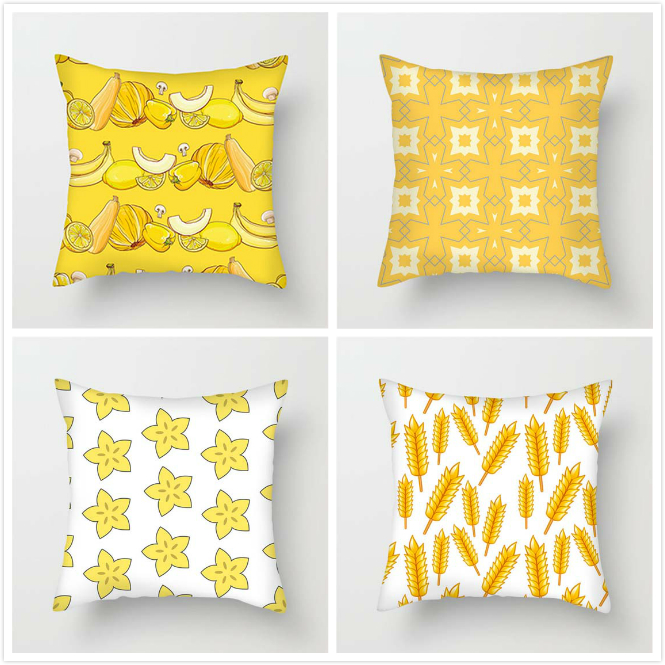 

Fuwatacchi Banana Easter Eggs Flower Throw Pillowcase Yellow Geometric Floral Cushion Cover Wheat Star Pillowcases for Sofa 2020, Pc08362