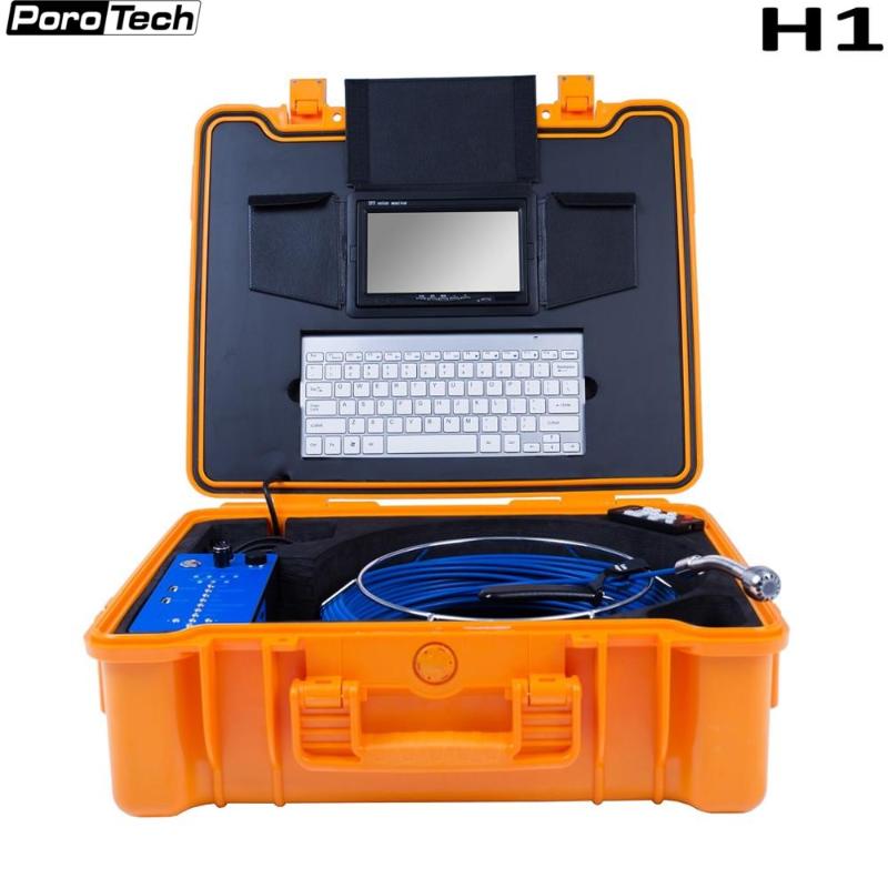 

H1 7 INCH Pipeline Endoscope with Meter Counter/Wireless Keyboard HD 1080P 25mm Drain Sewer Pipe Inspection Video Camera 20m
