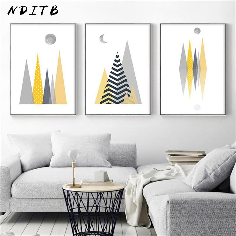 

NDITB Geometric Minimalist Canvas Art Posters Nursery Prints Modern Abstract Painting Wall Picture for Living Room Decoration