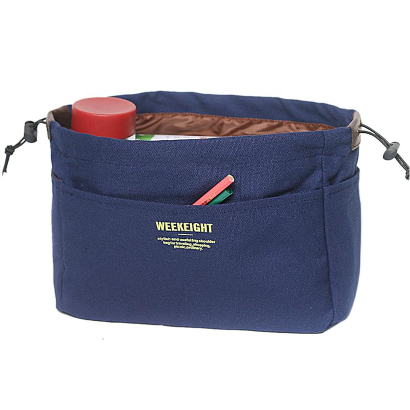 

Women Organizer Insert Multipurpose Portable Gift Fashion Practical Canvas Makeup Bag With Compartments Adjustable Drawstring, Green