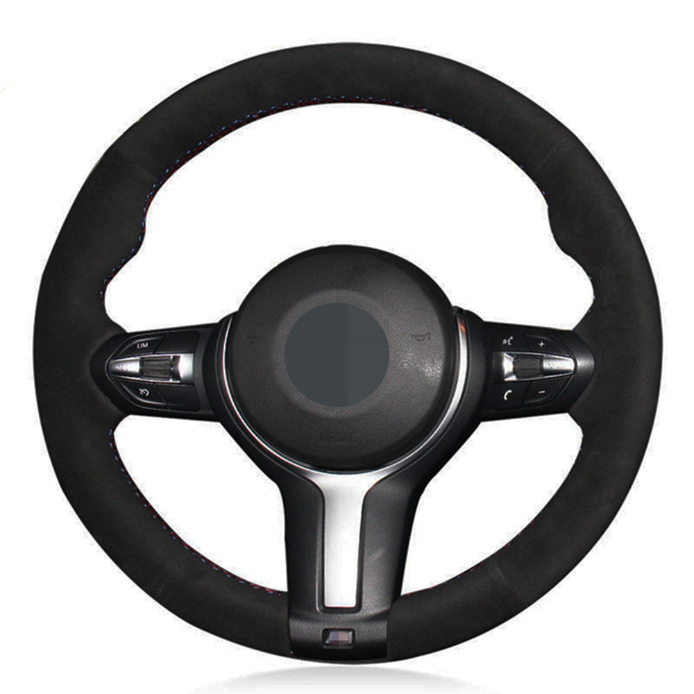 

Car Steering Wheel Cover DIY Black Genuine Leather Suede For BMW F87 M2 F80 M3 F82 M4 M5 F12 F13 M6 F85 X5 M F86 X6 M F33 F30
