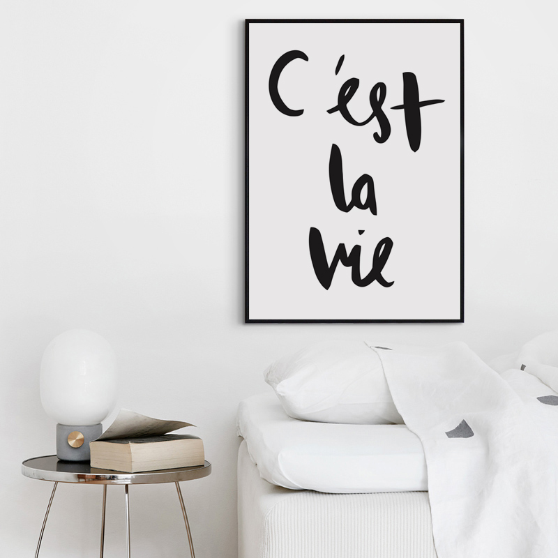 

07G Black And White Simple Abstract English Phrase A4 Canvas Painting Art Print Poster Picture Wall Room Home Decoration Mural