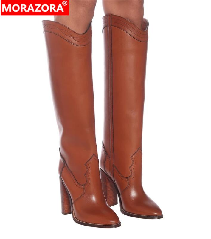 

MORAZORA 2020 New Brand women boots fashion extreme high heels round toe ladies shoes winter knee high boots black